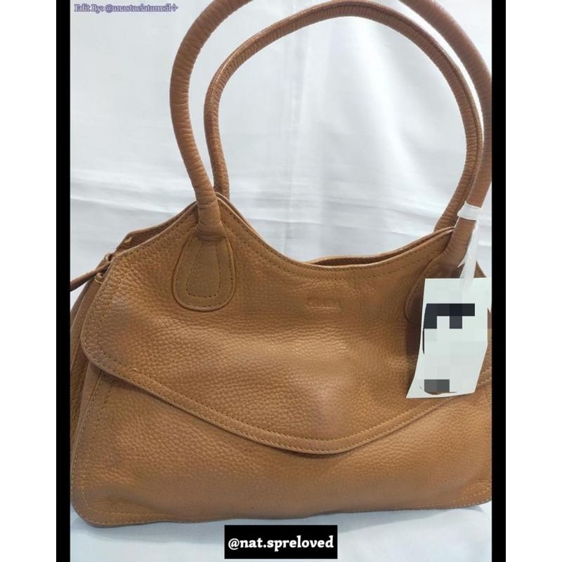 Preloved Tas Tangan Totebag Prada KW Super Kulit Jeruk Coklat Wanita