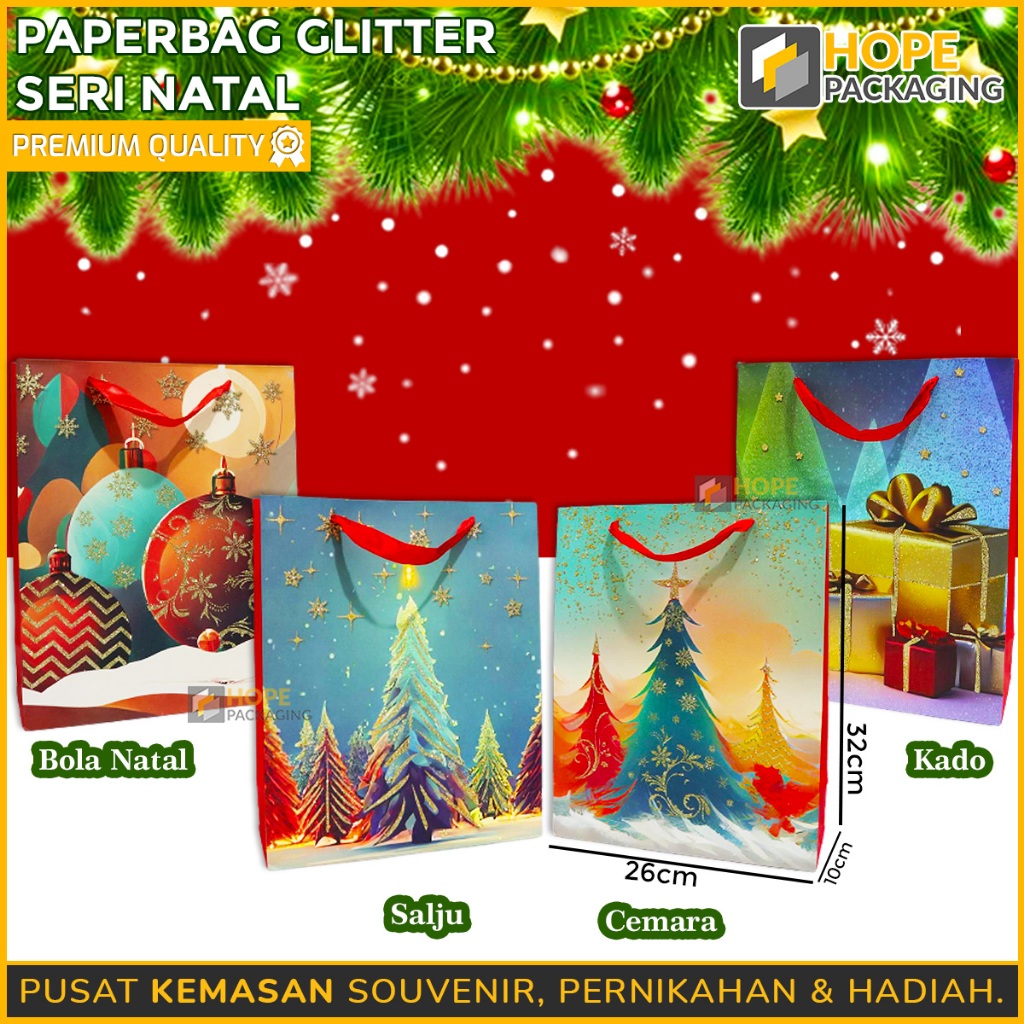 

Paper Bag Hadiah / PaperBag Glitter Besar / Tas Bingkisan Hampers / Tas Souvenir / Tote Bag / Paper Bag / Goodie Bag / Tas Hampers / Paperbag Kue