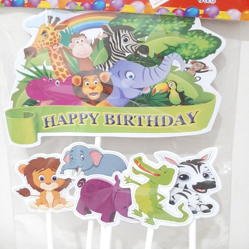 Cake Topper Hewan Animal Safari Zoo Hiasan Kue Karakter Tusukan Kue
