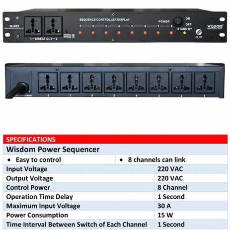 Wisdom Power Sequencer W-802 W802 W 802 8 Channel Sequencer