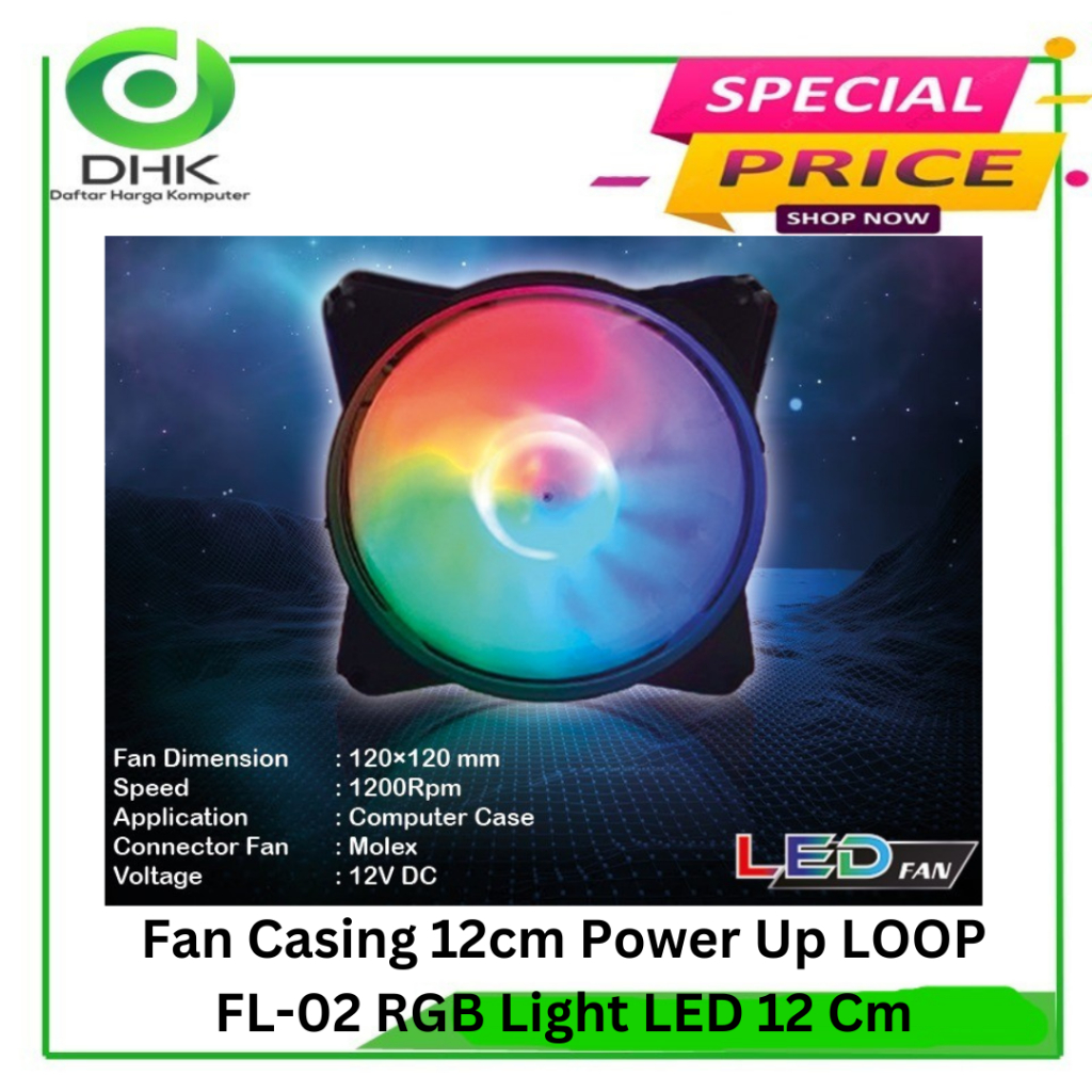 Fan Casing 12cm Power Up LOOP FL-02 RGB Light LED 12 Cm