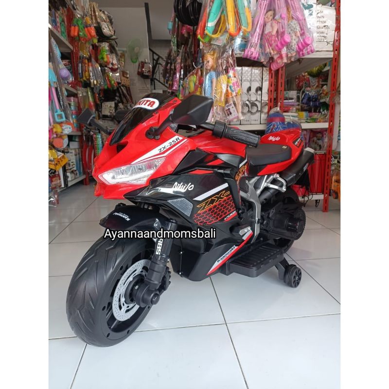 Motor aki anak ninja kawasaki jok kulit ban karet 12volt yukita 738