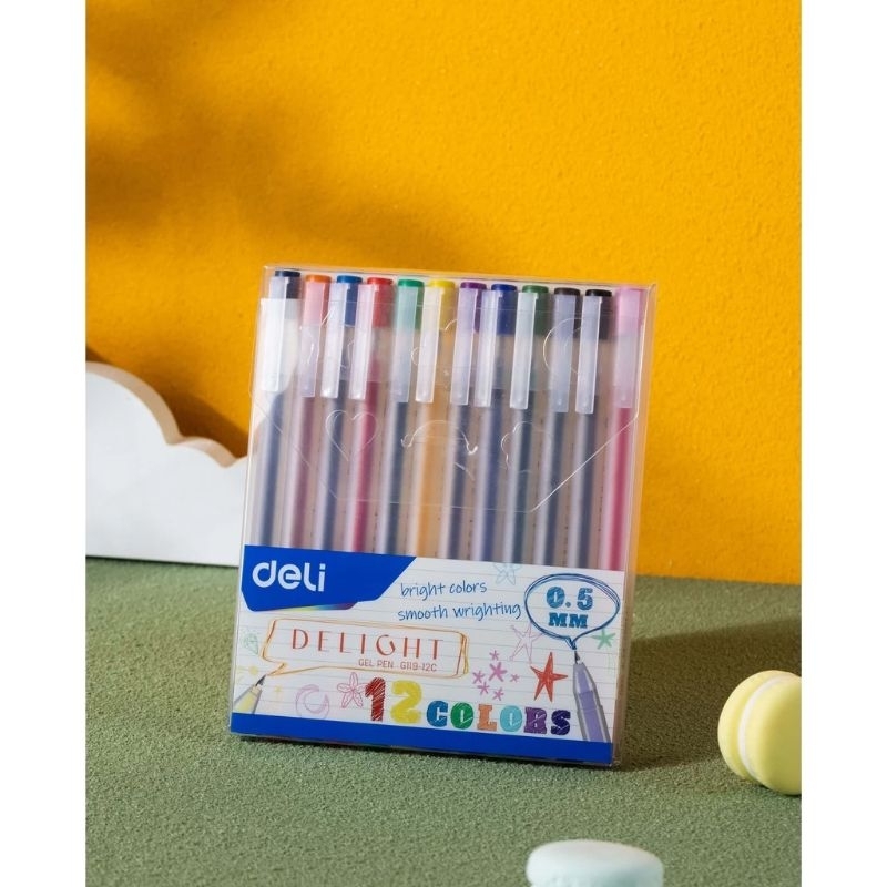 

Deli School Gel Pen / Pulpen Gel 0.5 mm 12 Warna Penulisan Halus EG119-12C