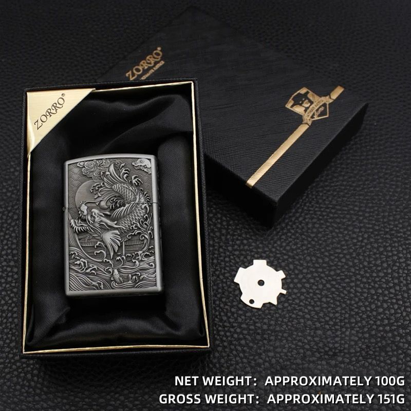 Mancis Korek Api Zorro Minyak Motif Naga Zk21-2 Korek Antik Unik Gift