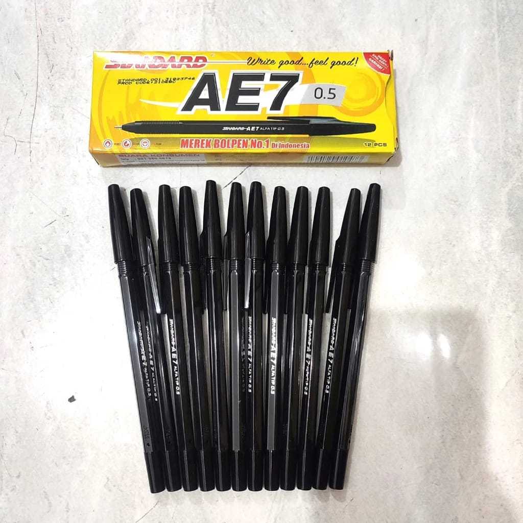 

PROMO PENA PULPEN STANDARD AE7 HITAM ASLI 1 KOTAK