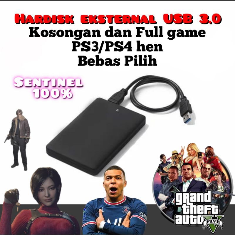 hardisk eksternal 500gb bonus gme PS3 PS4 hen