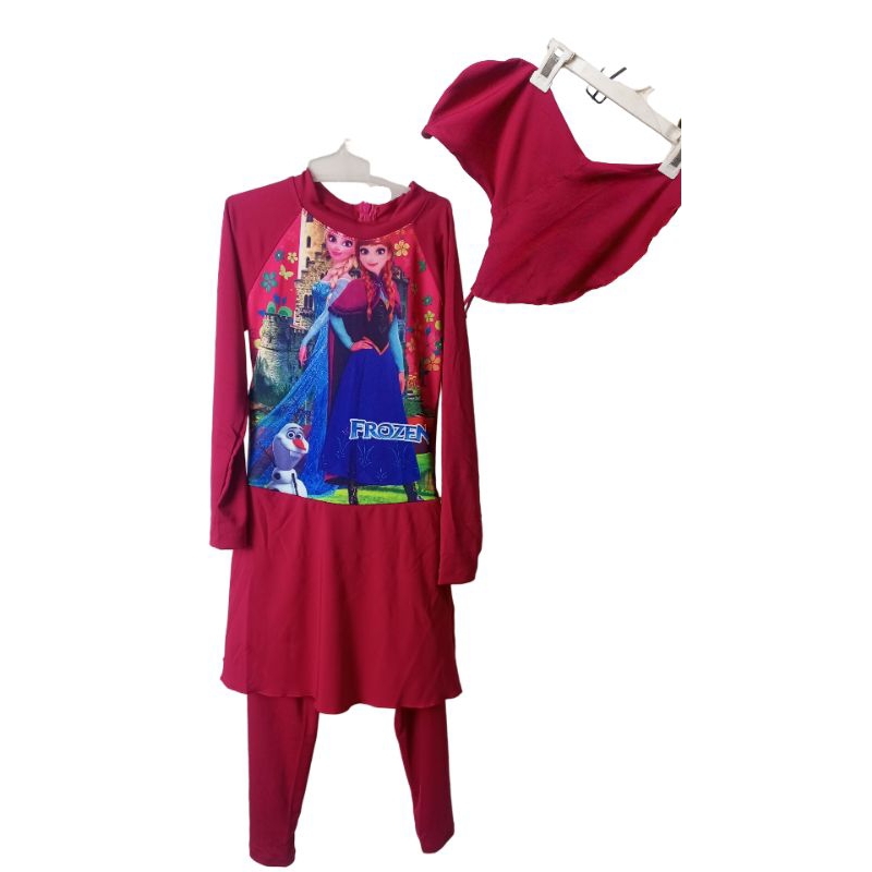 Baju Renang Muslimah Anak SD Frozen 7 8 9 tahun perempuan