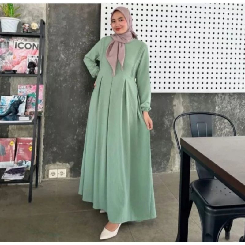 BAJU GAMIS TERBARU GINA MAXY DRES M. L. XL. XXL. BAHAN CRINKLE  GAMIS POLOS GAMIS KONDANGAN