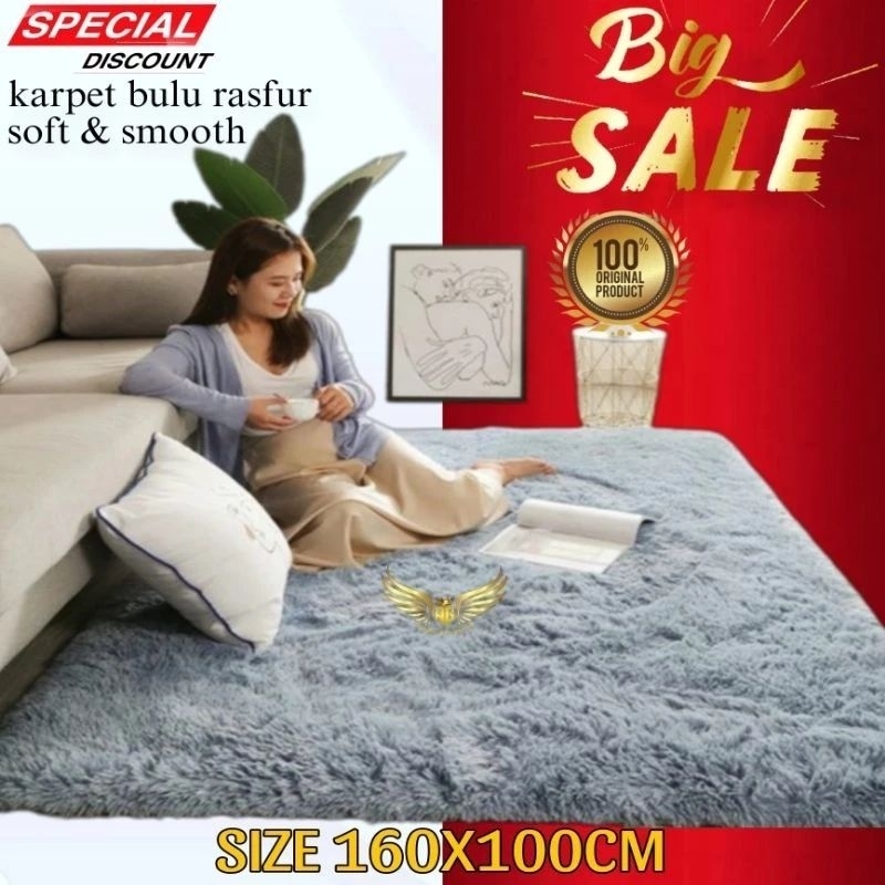 karpet bulu ambal rasfur ukuran 160×100 tebal 5cm lembut halus tebal