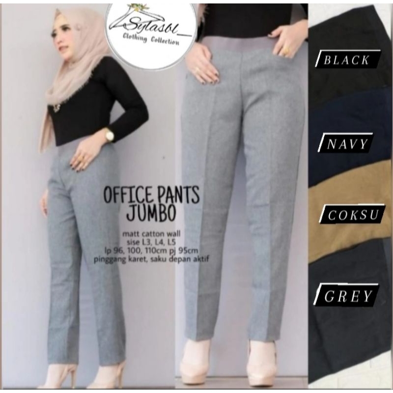 Celana Kantor Wanita Pinggang Karet kain woll import