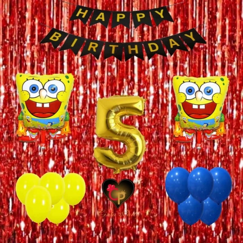 Paket dekorasi ulang tahun tema Spongebob