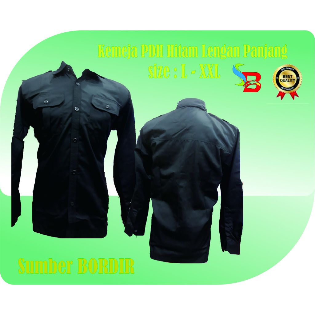 Kemeja PDH Hitam Lengan Panjang