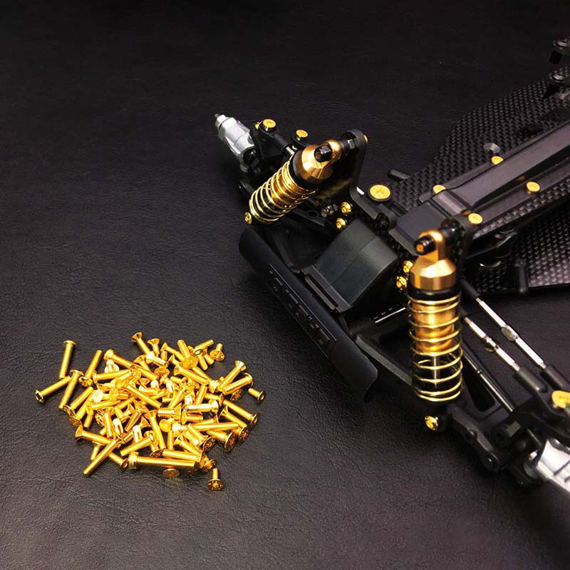 OTM016S-G EXODesign 12.9 Flat Head Gold Coating Screw Set For Kyosho 1/10 Optima Mid