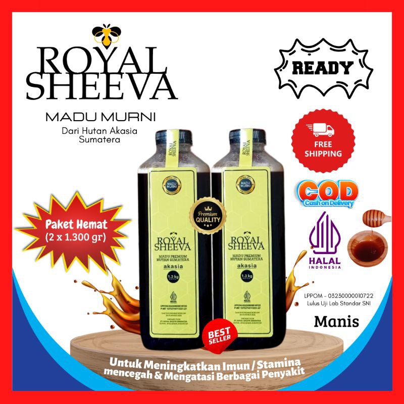 

madu murni royal sheva paket hemat 2.600 gr madu hutan sumatera halal mui 2 botol 1.300 gr lulus uji lab