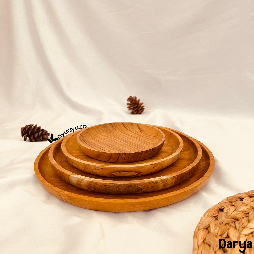 PIRING KAYU JATI / WADAH SAJI / PIRING CANTIK / PRING SAJI UNIK / PIRING LUCU / PIRING SAJI SET