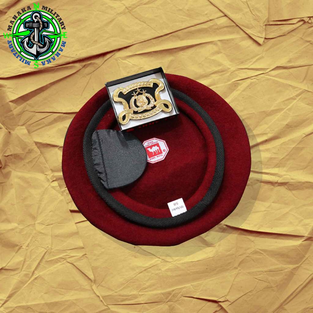 baret reskrim merk camel + emblem satu set