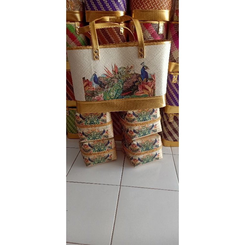 set keben tas 4.keben bambu list gold