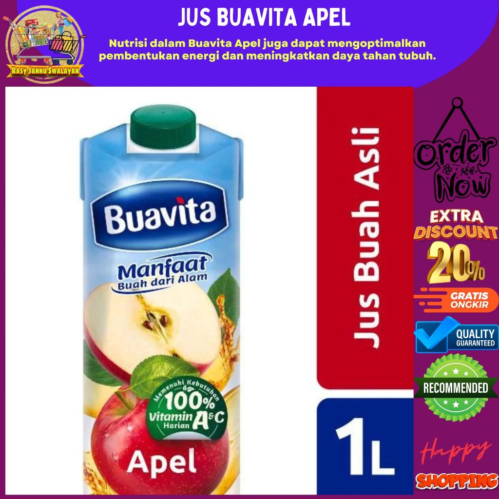 

Buavita Jus Buah Asli Apel 1000 Ml - Mengandung Vitamin A, Jus Apel, Apple Juice