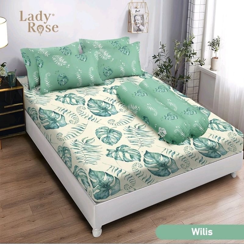 SPREI LADY ROSE 180X200, 4 SARUNG BANTAL & 2 SARUNG GULING, MOTIF WILIS