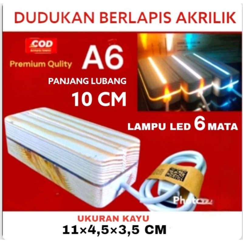 Base Lamp Acrylic A6/Stand Led Akrilik/Panjang Lubang 10cm/Dudukan led akriik