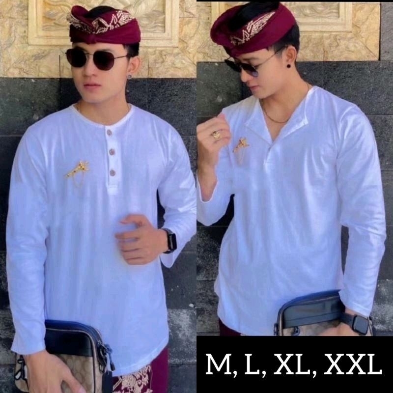 Kaos putih tangan panjang / Yoko kaos dewasa Bali / kaos bali