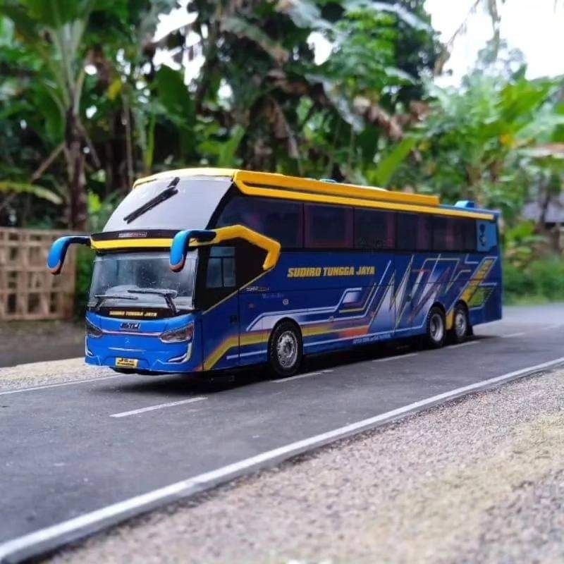 miniatur bus Stj draka full lampu leed kelap kelip