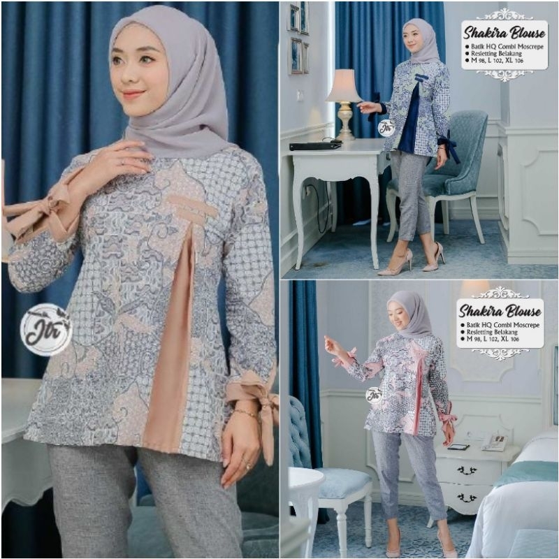 Atasan Wanita Blouse Batik Modern Blouse Kombinasi