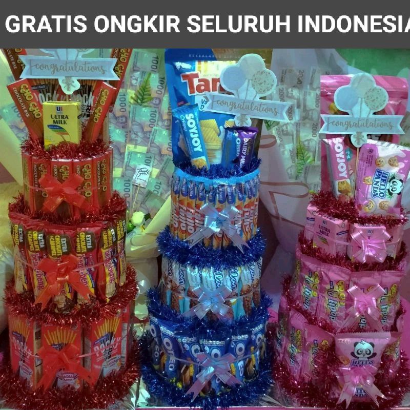 KUE SNACK TART TOWER TIGA TINGKAT KUE ULANG TAHUN SNACK