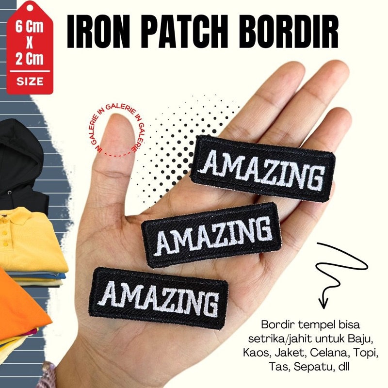 ( BSA SETRIKA & JAHIT ) Bordir Tempel Amazing Iron Patch Bordir Cowok Patch Iron Premium Murah Emble