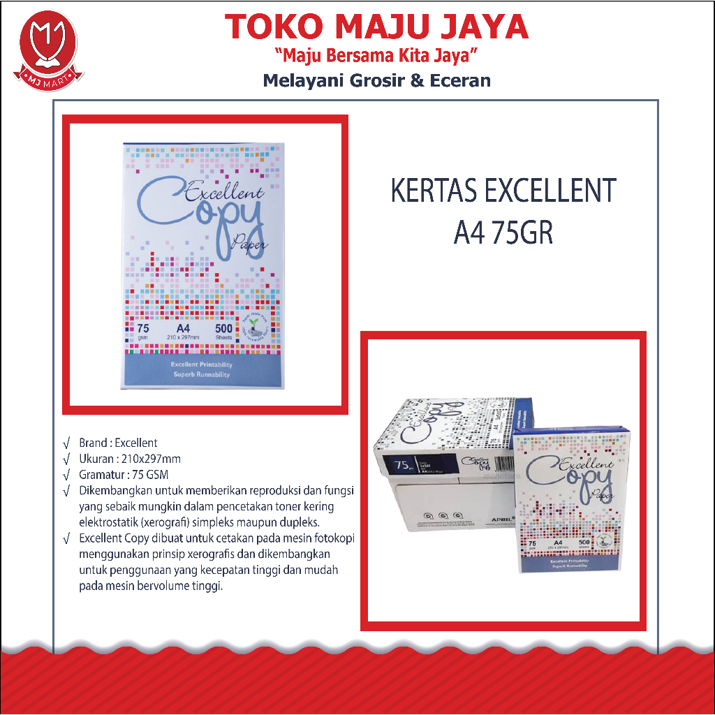 

KERTAS HVS EXCELLENT A4 75 GR (1Rim)