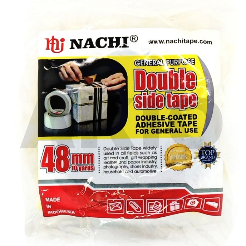 

Double Tape Tip Bening NACHI 2" inch 48 mm x 10 Yard Lakban Kuat Tipis Isolasi Bolak Balik