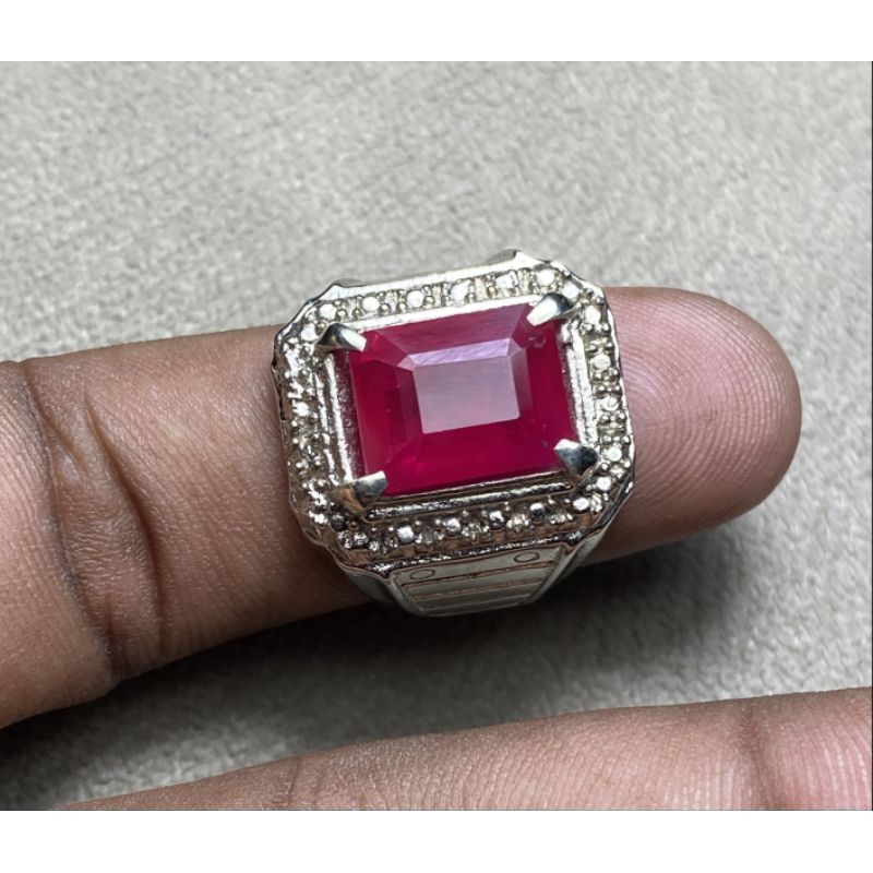 cincin batu ruby siam king ruby merah chatam kotak dim 12x10