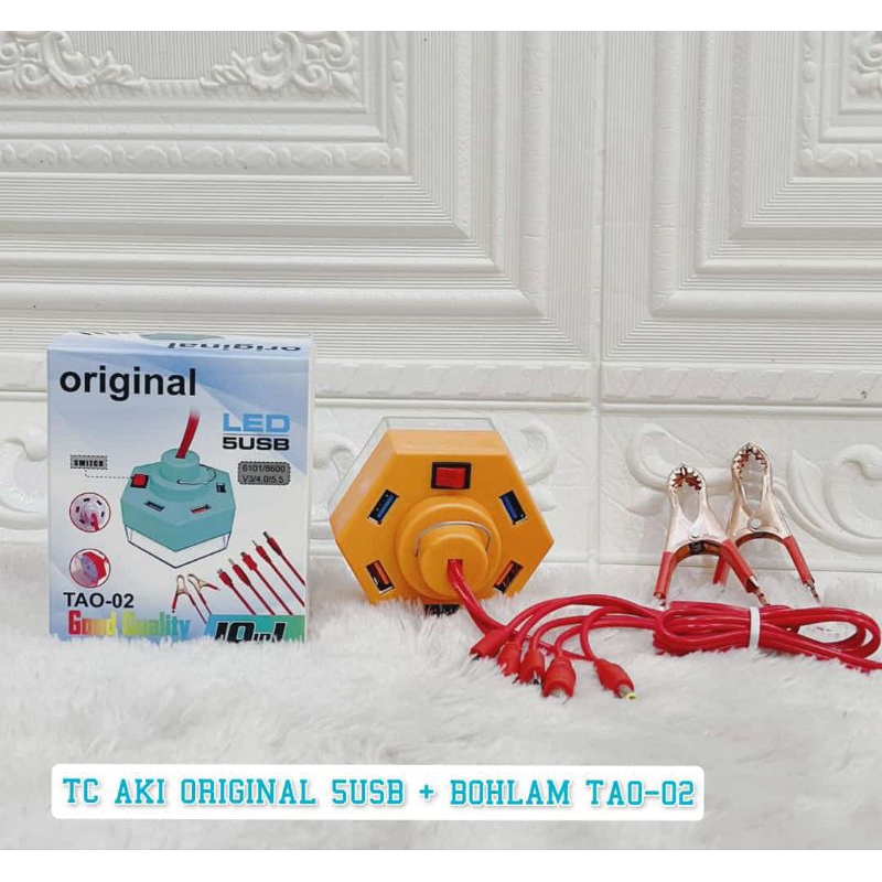 Charger Hp motor Charger DC Hp DC Aki 12v-24v 6in1 5USB + Bohlam Emergency