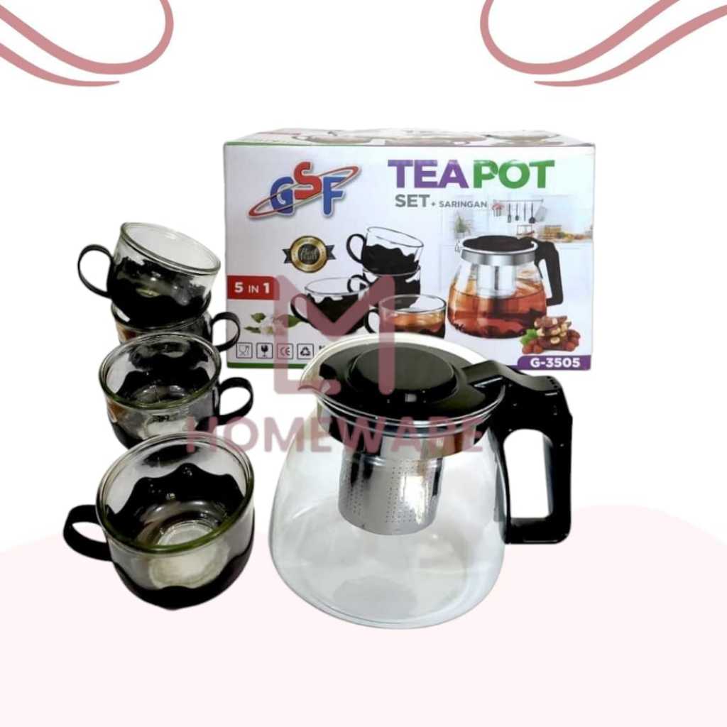 TEA POT SET 5 IN 1 / TEA POT SET GSF 3505 / TEA POT SET + SARINGAN MURAH