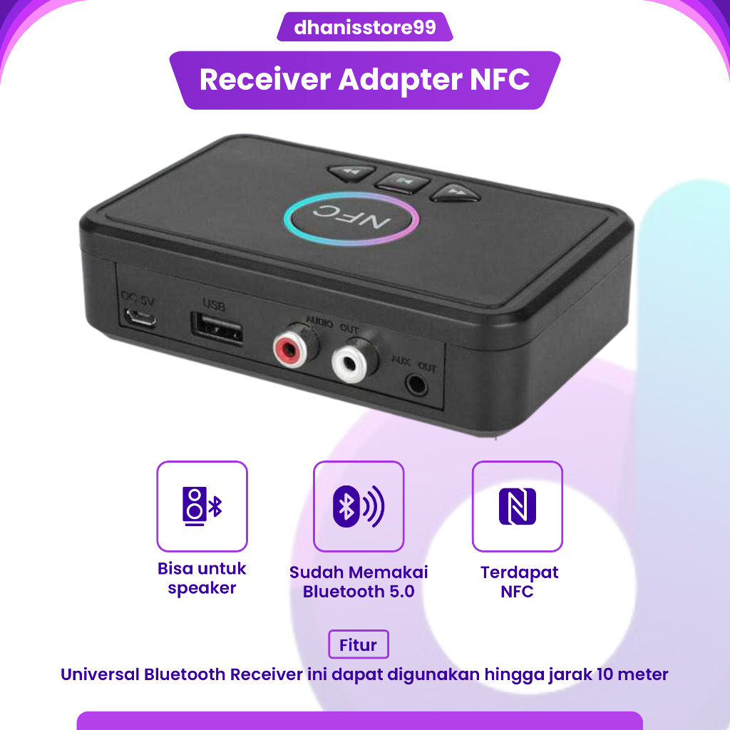 Centechia Audio Bluetooth 5.0 Receiver Adapter NFC RCA AUX Spiker Audeo Blutut Speaker Universal Blu