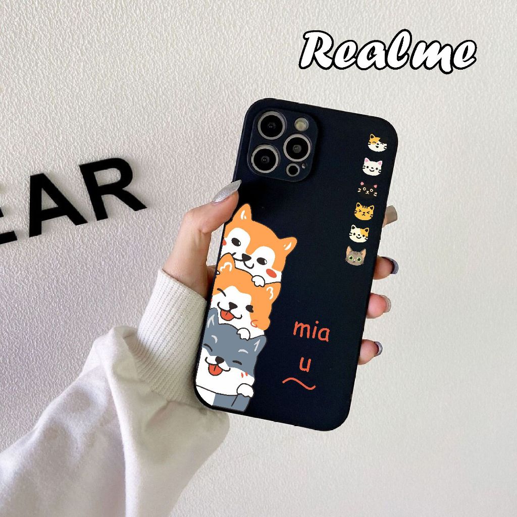 CAT Case REALME C35 C31 C21 C21Y C25Y C20 C11 2021 Motif Kucing Miau Lens Cover Soft Case Square Edg
