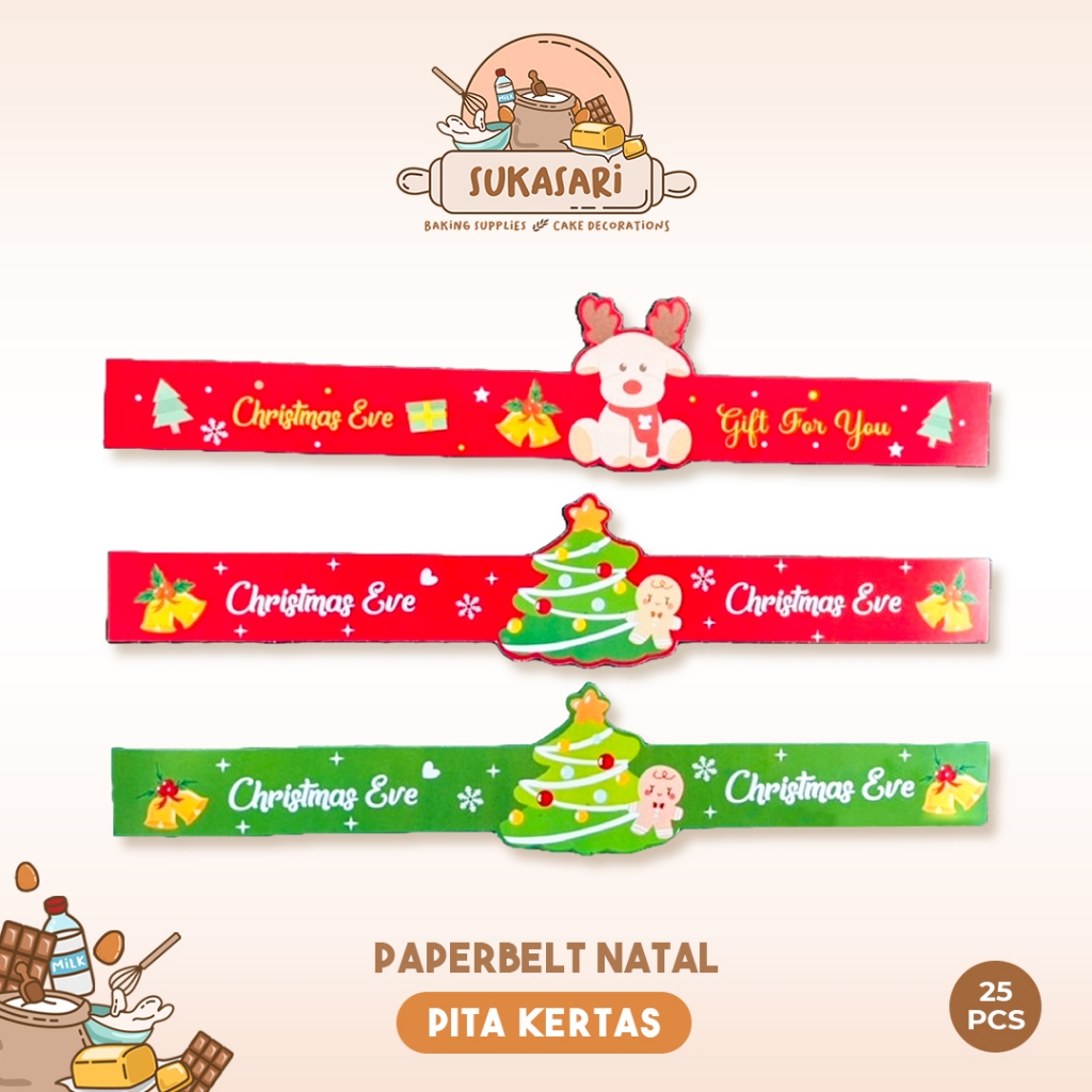 

Sukasari - Paperbelt Natal Mix Merah Hijau isi 25pcs / Pita Kertas Hampers Merry Christmas No (02)