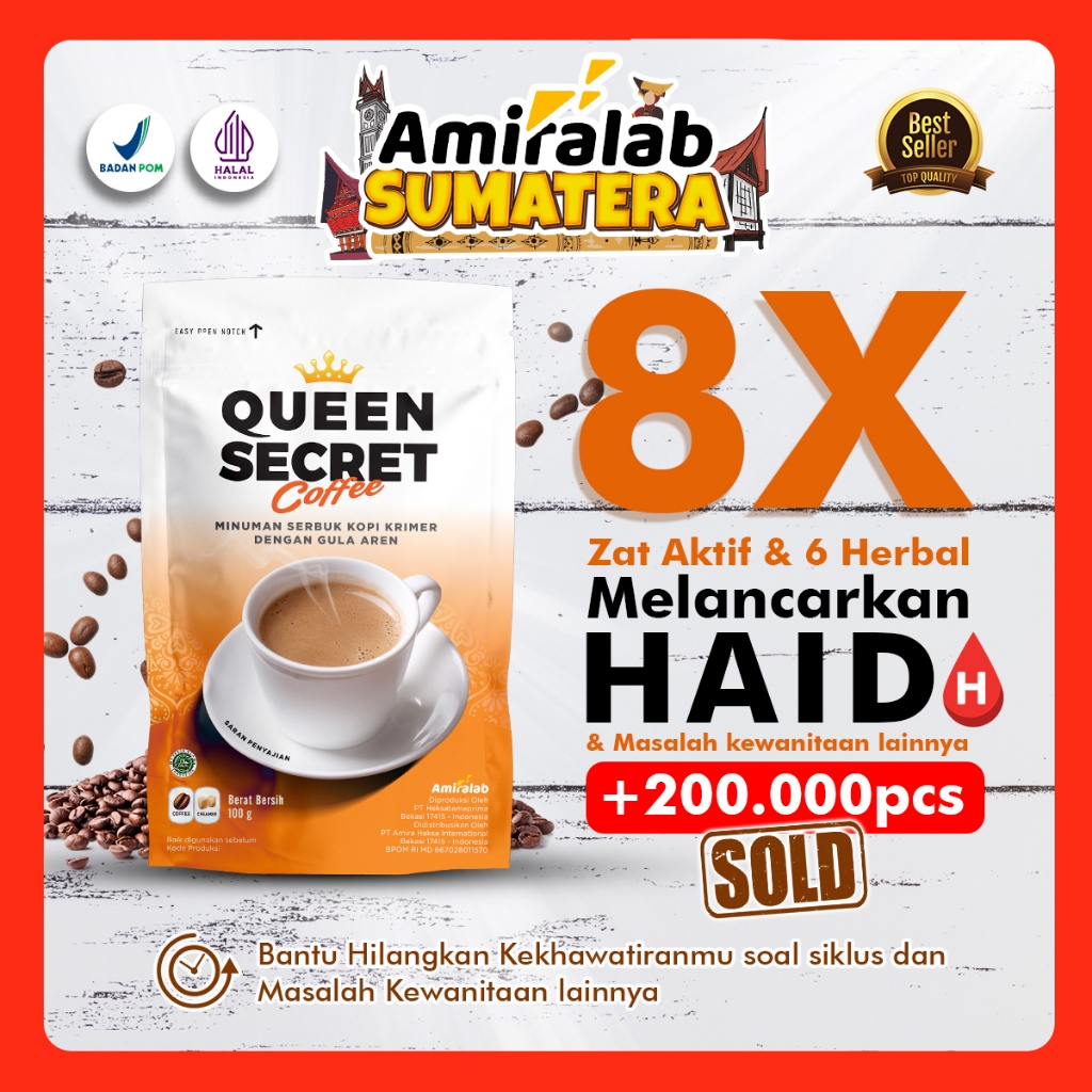 

QUEEN SECRET COFFEE Minuman Kopi Pelancar Haaid Telat Siklus Solusi K3putihan Wanita Herbal Siklus Teratur 100 Gr