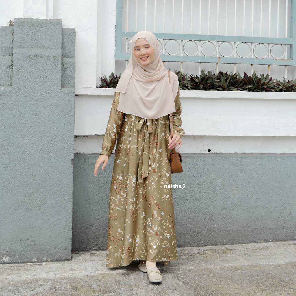 Namira Dress BY Naisha - Gamis Mewah Bahan dan Motif Kain Satin - Saku Kanan-Kiri - Gamis Best Selle