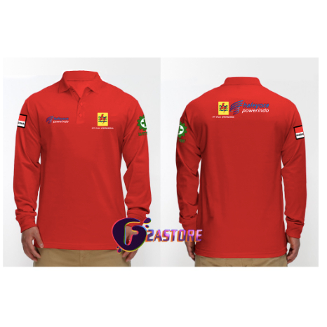 BAJU PLN LISTRIK HELYORA-BAJU POLO LISTRIK HELYORA POWERPERINDO-DEPAN BELAKANG LOGO PLN-BAJU POLO KA