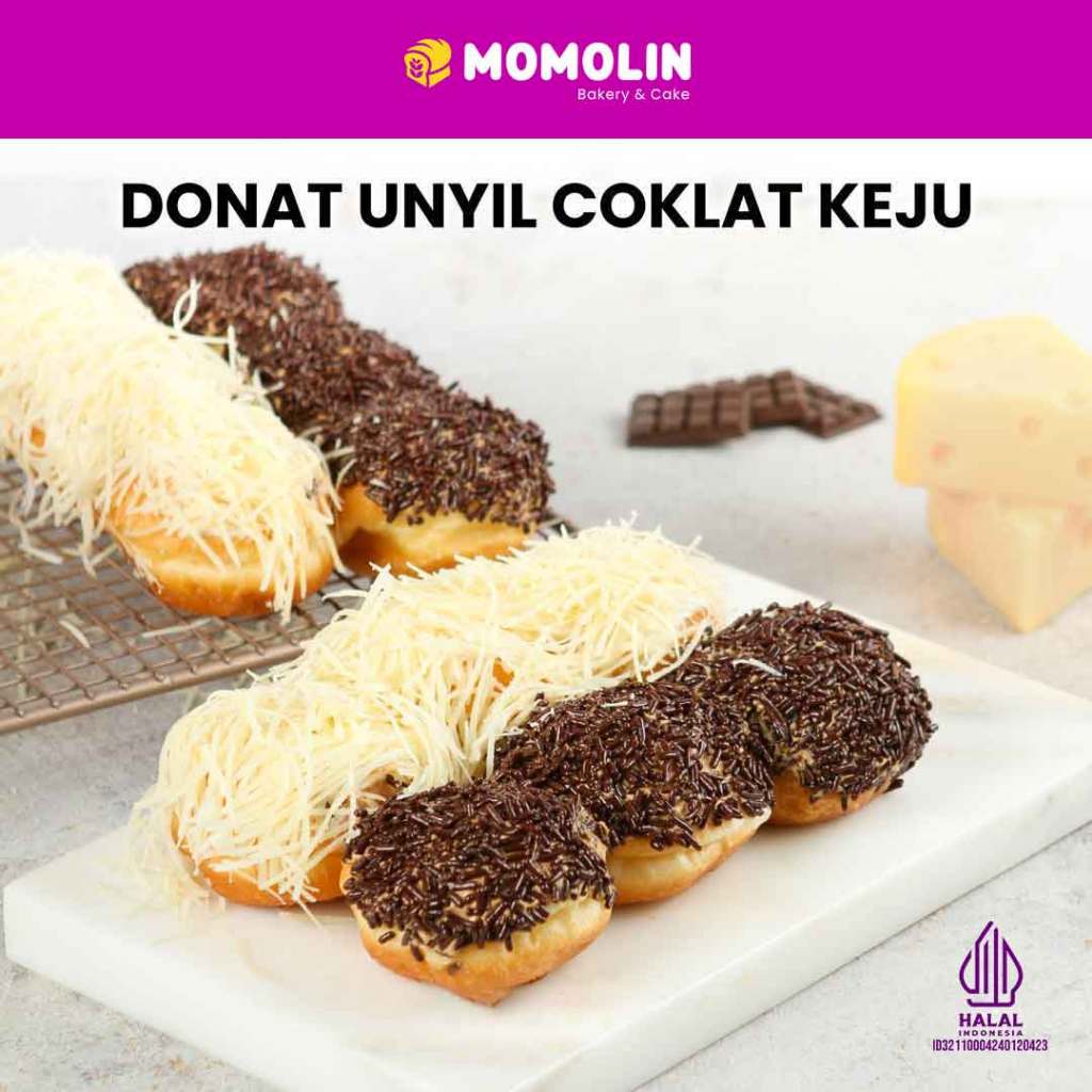 

Momolin Bakery Donat Unyil Coklat Keju (isi 6) | Meses Coklat Keju