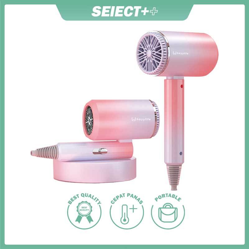 Select x Hayylife Hairdryer Lipat  -  Angin kuat tidak bising blueray pengering rambut HL-DBA595