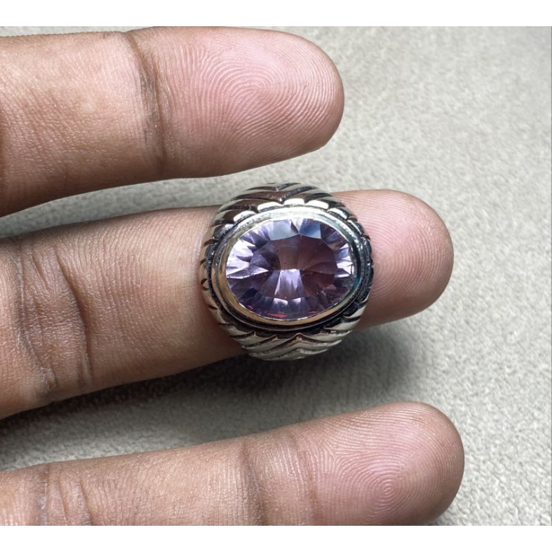 cincin batu kecubung natural amethyst batu amethys fancy cutting custom cut