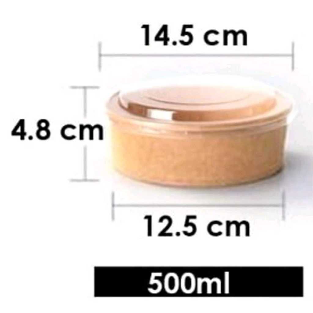 Paper Craft Salad Bowl + Tutup 500 mL 10 Pcs Box Bento Paper Bowl Rice