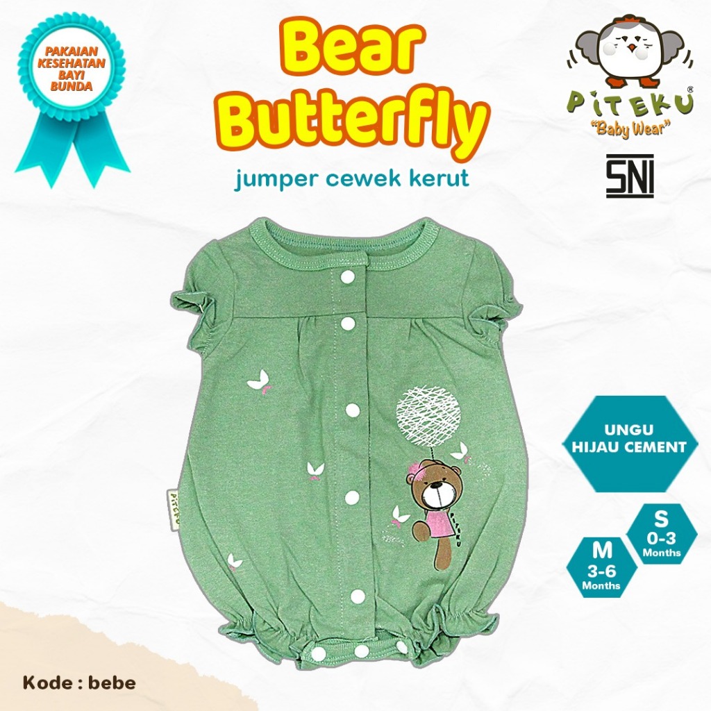 PITEKU BEAR BUTTERFLY SERIES / PITEKU JUMPER BABY GIRL / JUMPER PENDEK BY PITEKU / PITEKU HANSOP MUR