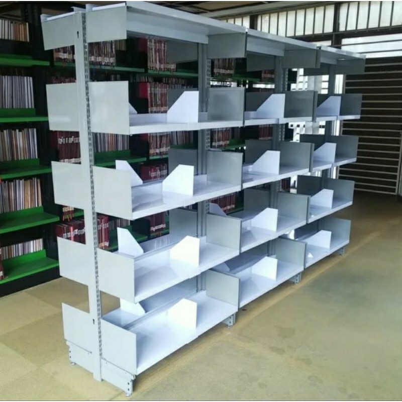 rak buku | rak perpustakaan double