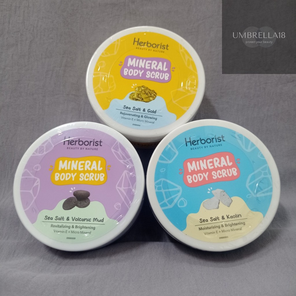 HERBORIST Mineral Body Scrub Sea Salt 200g/Kaolin/Gold/Vulcanic Mud/Scrub Badan/Scrub Herborist/Scru