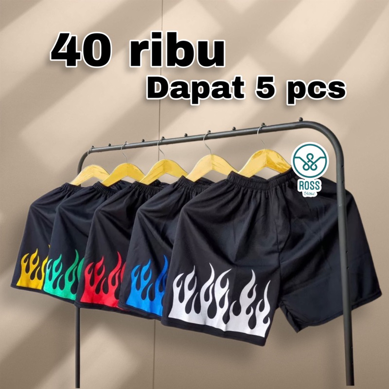 pcs pendek kolor Celana Pendek Kolor Santai Boxer Pria Wanita Unisex Motif Api