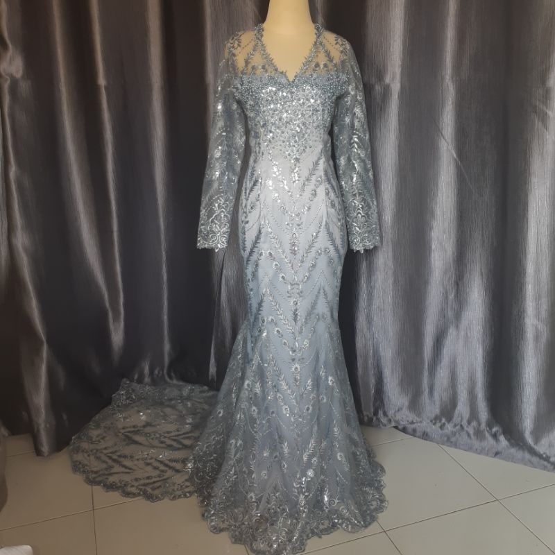 #dress #duyung #resepsi #pernikahan #sequin #payet #mutiara #leherV