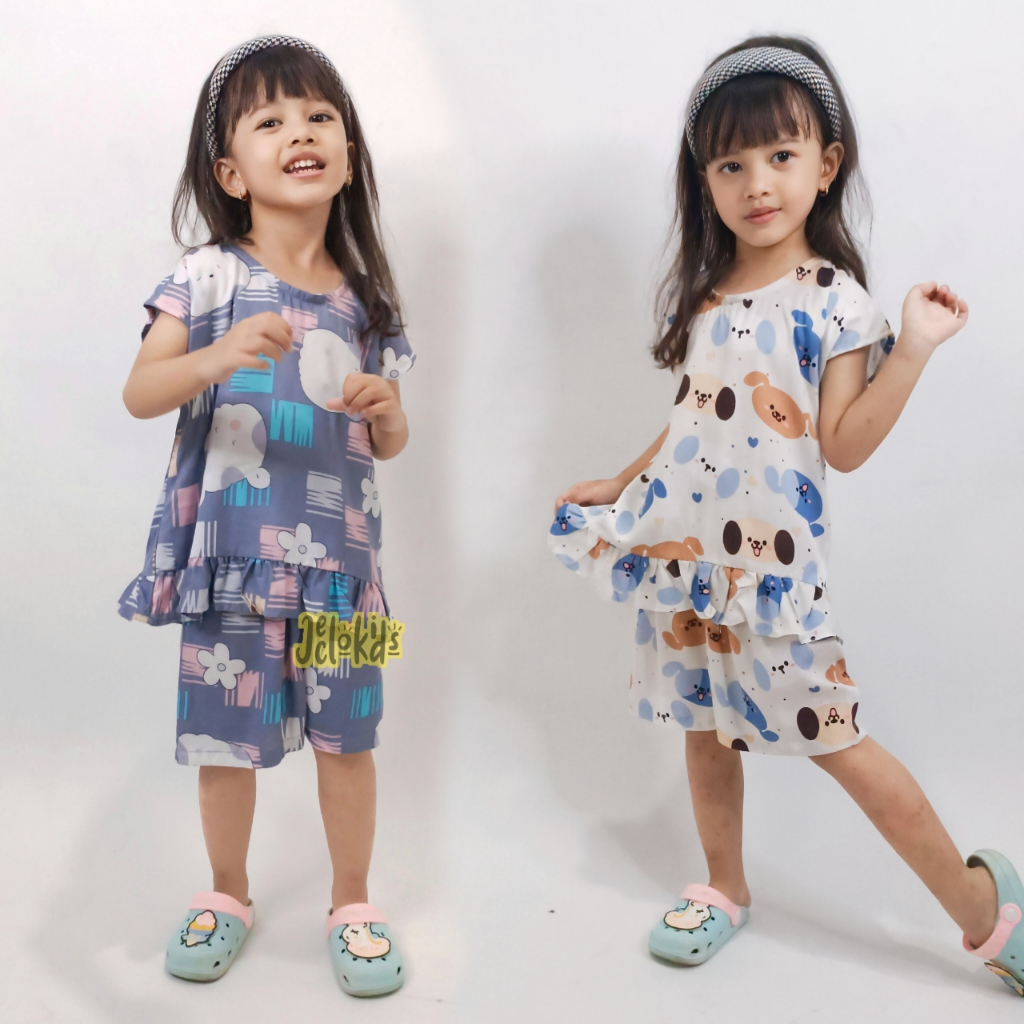 Setelan Anak Perempuan Bahan Rayon / One Set Anak 3-10 TH Bahan Rayon / Setelan Pendek Anak